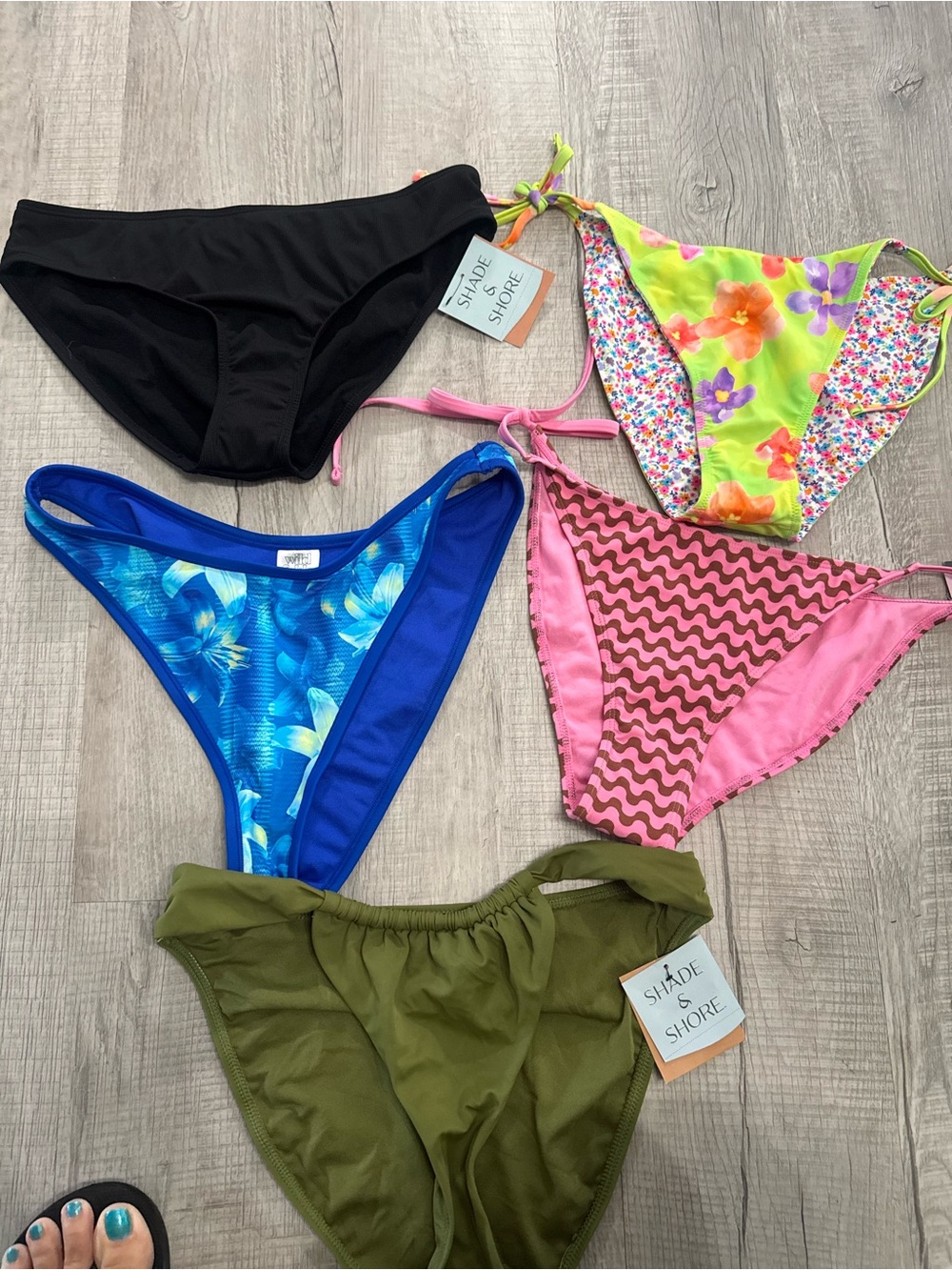 Shade & Shore Bikini Bottoms Set - Black, Blue, Pink, Green, Neon Floral